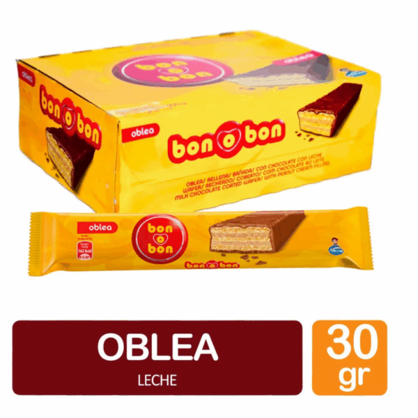 Oblea Bon O Bon Chocolate Con Leche 30g X20 Unidades (600gr)