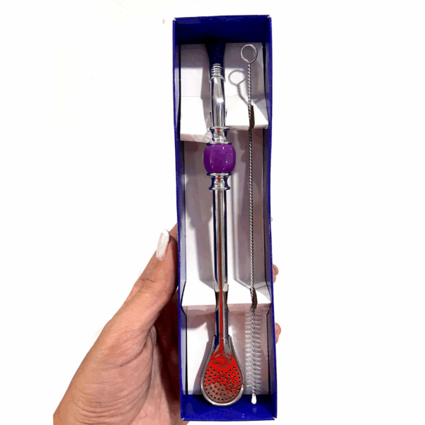 Bombilla PREMIUM PIEDRA VIOLETA Desarmable Pico de Loro + limpiador de regalo