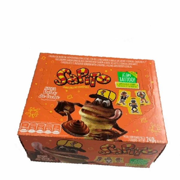 Chocolate relleno sabor dulce de leche SAPITO x 240 gramos (Caja de 24 unidades)
