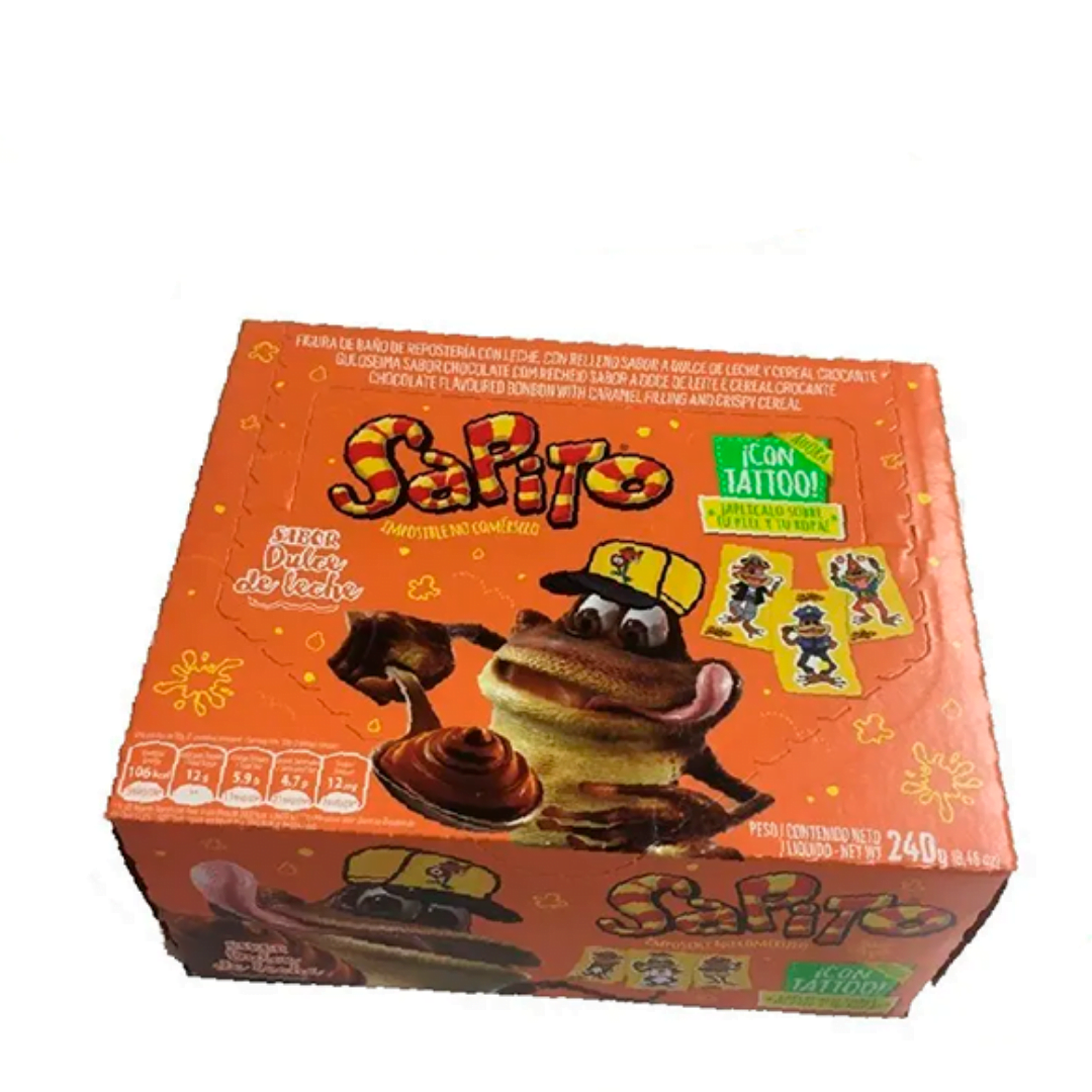 Untitled-design-313.png Chocolate relleno sabor dulce de leche SAPITO x 240 gramos (Caja de 24 unidades) - Imagen 1