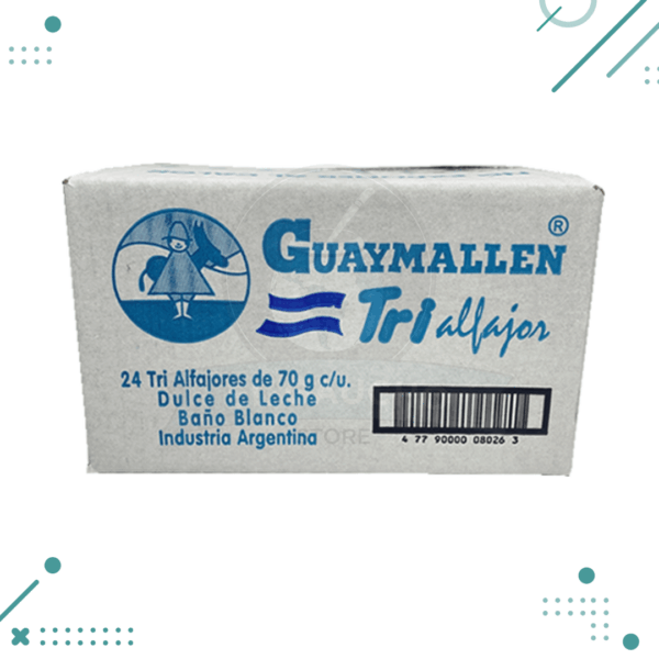 Alfajor Guaymallen TRIPLE, BLANCO relleno dulce de leche (70gr.) (Caja 24un.) (1.6kg)