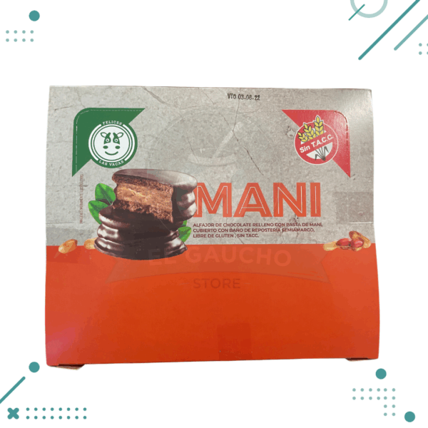 Alfajor Vegano Chocolate con MANI Felices las Vacas 75g (pack de 12).(caja 12 un)