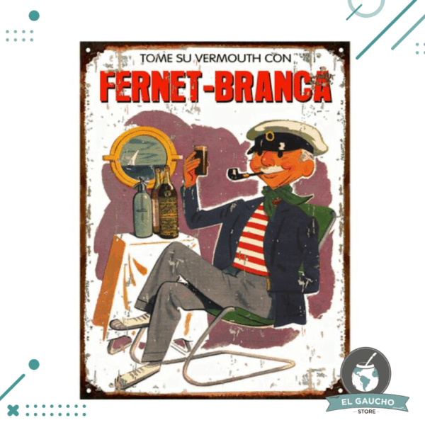 Cartel De Chapa FERNET BRANCA VERMOUTH 20X28CM