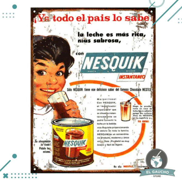 Cartel De Chapa CHOCOLATE NESQUIK 20X28CM