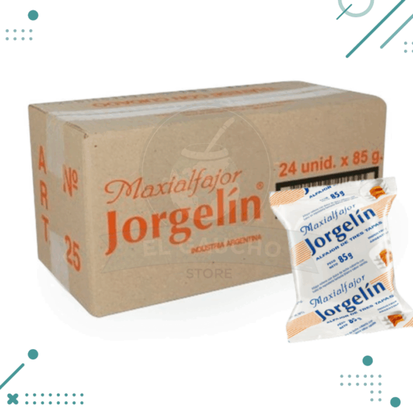 Alfajor Jorgelín Triple BLANCO, Relleno con Dulce de Leche x 85gr (CAJA x 24un)(2040gr)
