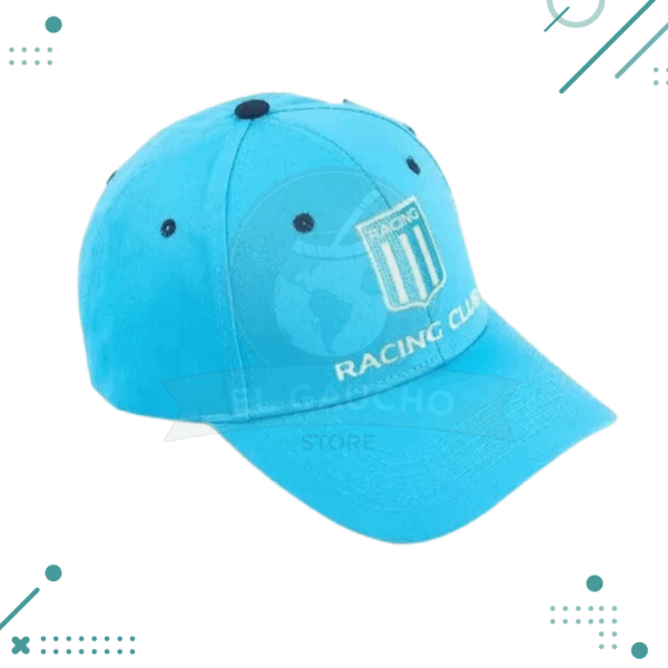 GORRA VISERA BORDADA ESCUDO RACING COLOR CELESTE