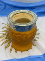 Mate Imperial PREMIUM de cuero color SUELA REPUJADO Y CINCELADO 100 % CUERO BASE COPITA + BOMBILLA de regalo