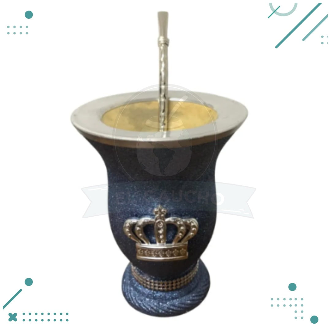 WhatsApp-Image-2022-06-11-at-1.21.05-PM.jpeg Mate Artesanal con Brillos + Bombilla pico de loro, CELESTE Premium - Imagen 1