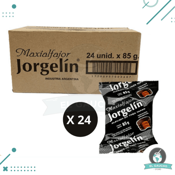 Alfajor Jorgelín Triple Negro, Relleno con Dulce de Leche x 85gr (CAJA x 24un)(2040gr)