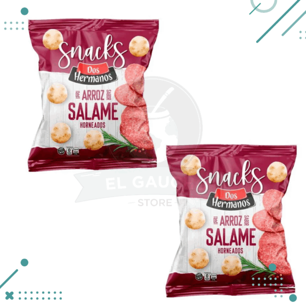 Snacks de arroz Dos Hermanos Sabor SALAME (80gr) (pack x2 un.) 160gr