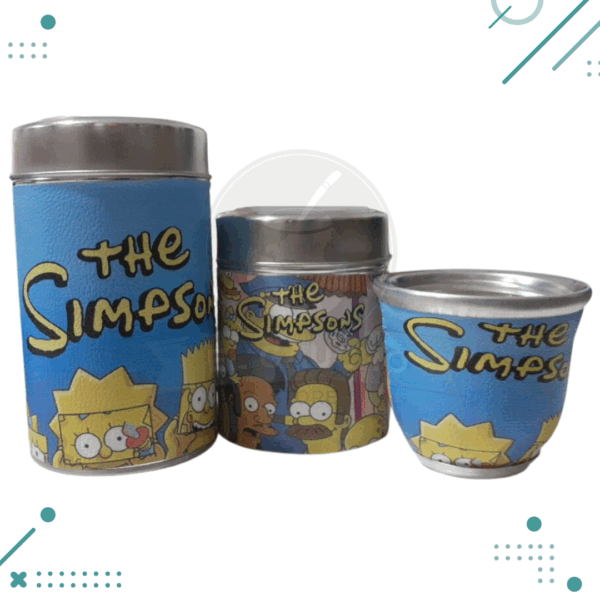 Set Matero Tres Piezas (mate de vidrio+yerbera y azucarera) "The simpsons"