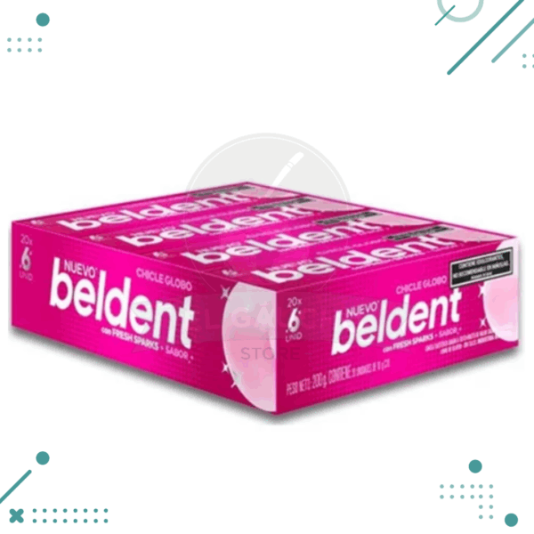 Chicle Beldent, CHICLE GLOBO sin azúcar (10gr.) (Caja de 20u.) (200gr.)
