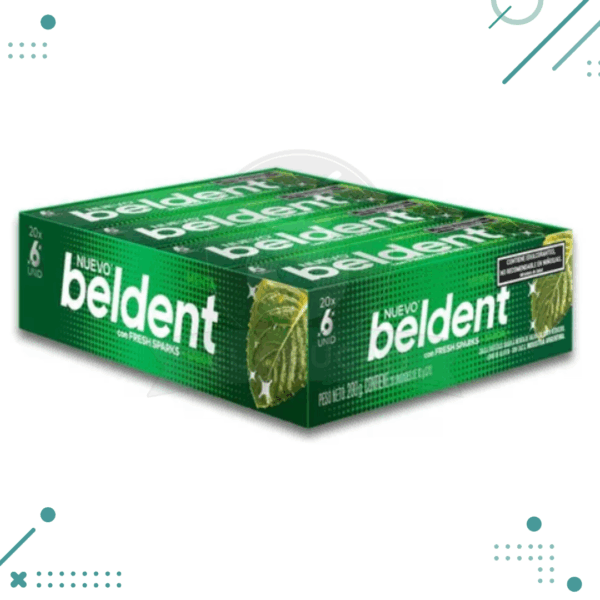 Chicle Beldent, MENTA sin azúcar (10gr.) (Caja de 20u.) (200gr.)