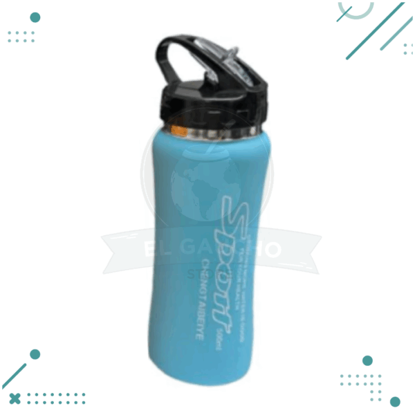 Botella Deportiva de Acero Inoxidable Soft Touch Color CELESTE 500 ml