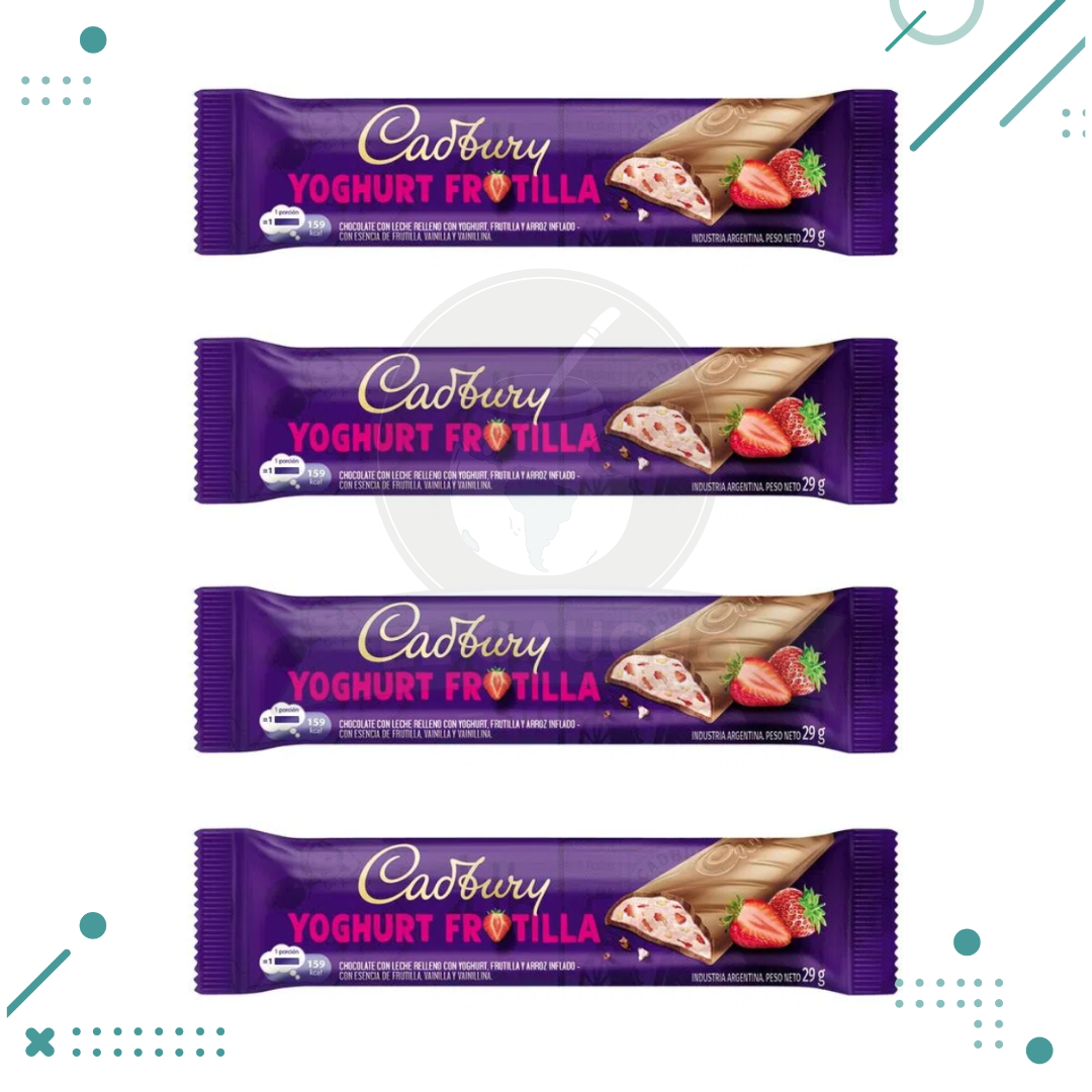 cadbury-1.png Cadbury Chocolate Bar Yoghurt Frutilla Strawberry, 29g x 4 un (116g) - Imagen 1