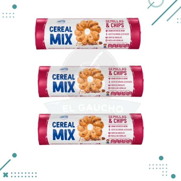 CEREAL MIX Galletitas Avena , semillas y chips de chocolate x 207g PACK X3 (621gr)
