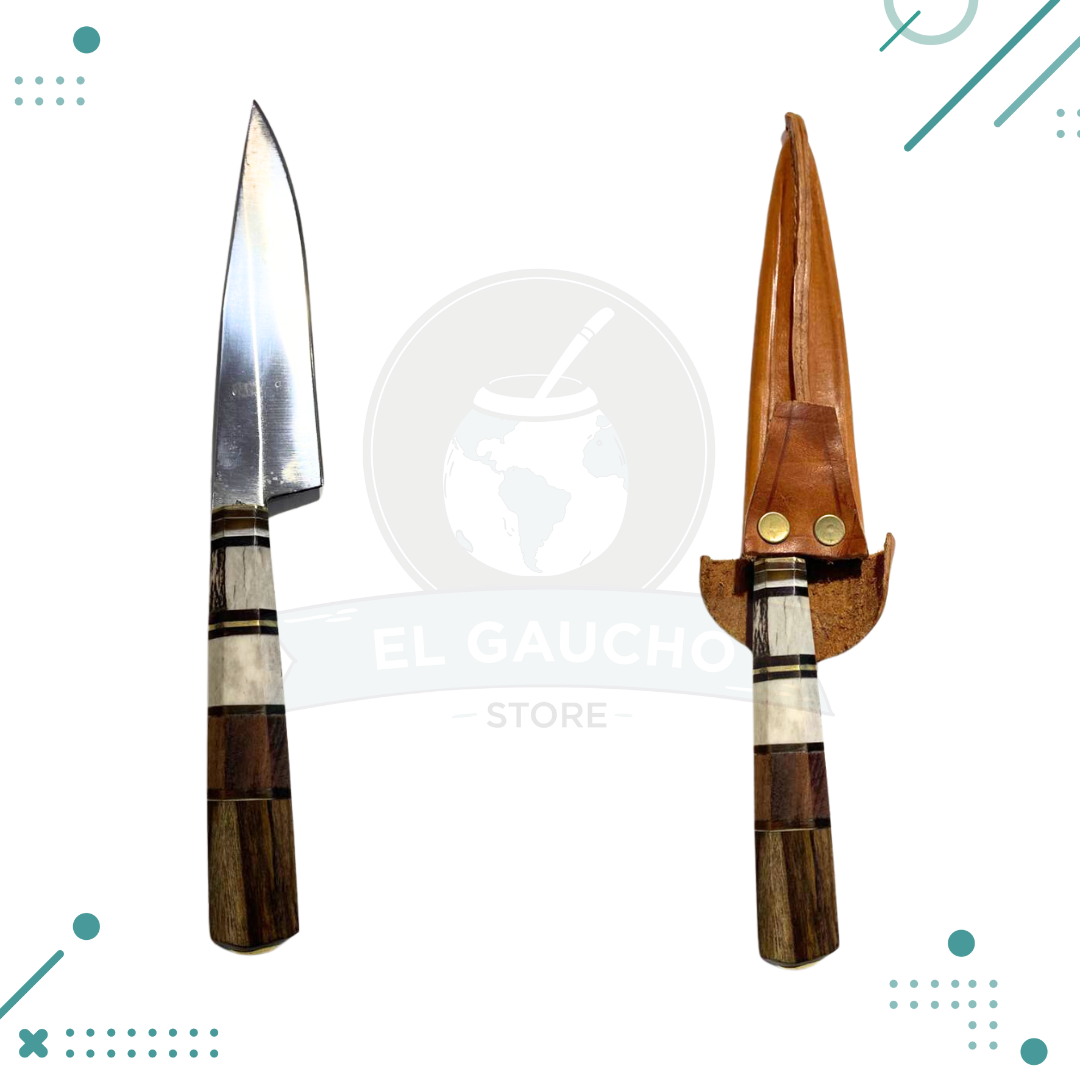cuchillo-marmol.png Cuchillo Mango de madera y asta de ciervo+ vaina 100% cuero - Imagen 1