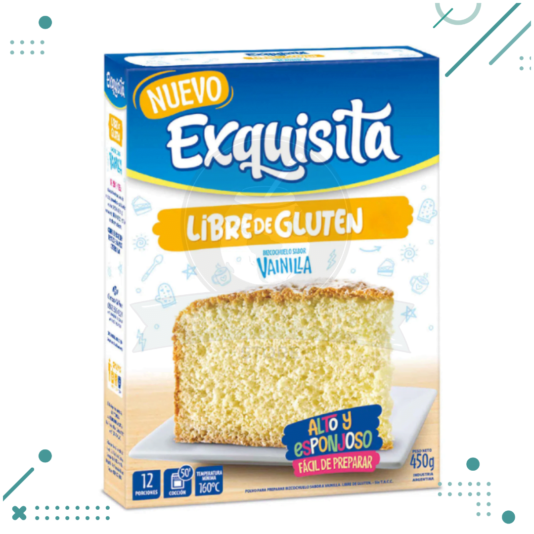 exquisita-1.png Premezcla para bizcochuelo Exquisita Vainilla, Libre de Gluten (450gr) - Imagen 1