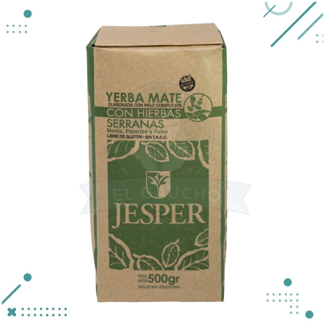 jesper-1-1.png Yerba Mate Certificada Jesper Con Hierbas Serranas 500gr - Imagen 1