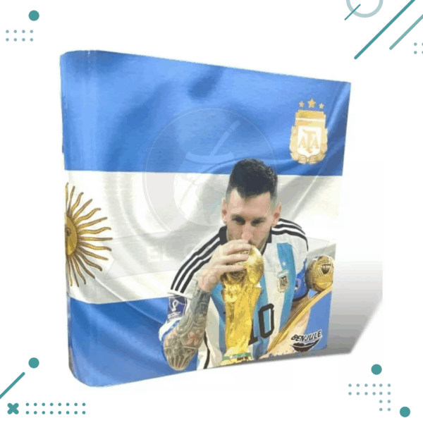 Carpeta Escolar N3 Messi Argentina Afa 3 Anillos Numero 3 MESSI CAMPEON DEL MUNDO (mod. 1)