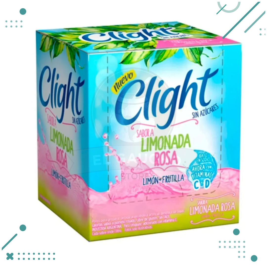 jugo-5.png Jugo Clight Limonada Rosa (Limon + Frutilla) 8g (CAJA 20u) (160gr) - Imagen 1