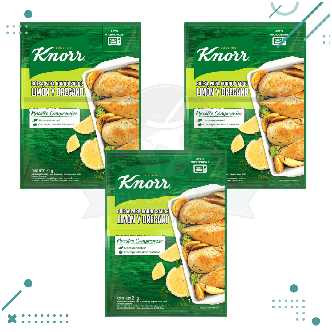 knorr-3.png Al Horno Bolsas Saborizadas Knorr Limon y Oregano (21gr) 3unid (63gr) - Imagen 1