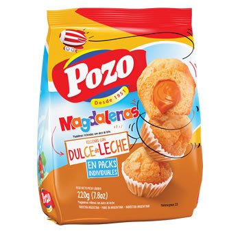 Magdalenas Pozo Vainilla rellenas de dulce de leche x200g