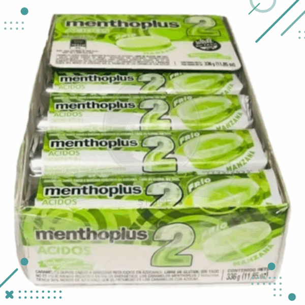 Pastilla Caramelo Menthoplus ACIDOS, FRIO MANZANA 27gr X 12un (326gr)