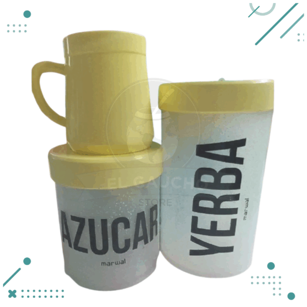 Kit Matero GLITTER Azucarera + Yerbera + Mate + Bombilla de Regalo