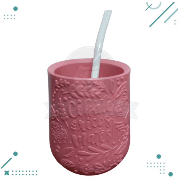 Mate 3D Flores FUCSIA + Bombilla de regalo