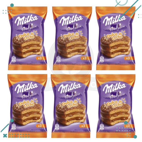Alfajor Milka Triple Dulce de Leche, con Baño de Chocolate (70gr) (Pack de 6u) (420gr)