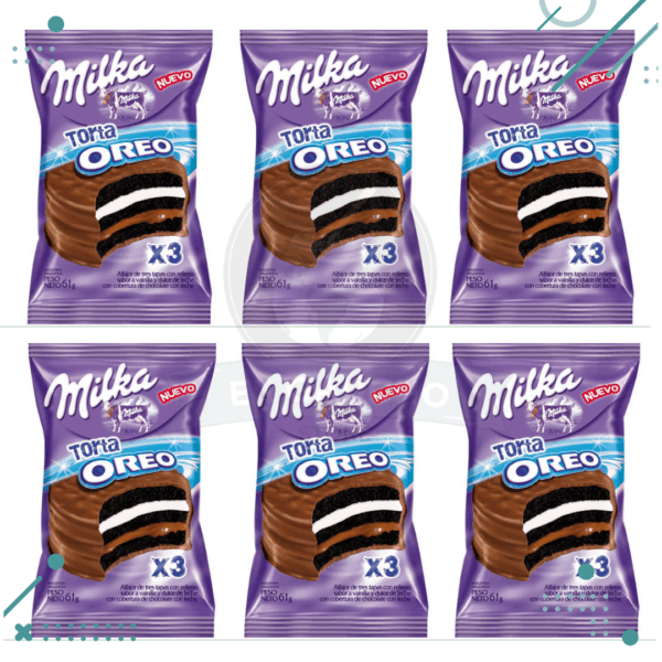 Alfajor Milka Torta Oreo, con Baño de Chocolate (61gr) (Pack de 6u) (366gr)