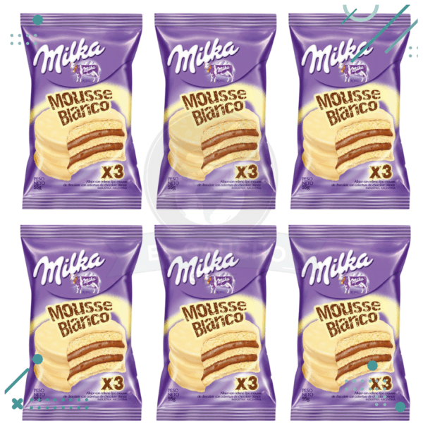 Alfajor Milka Mousse, con Baño de Chocolate Blanco (55gr) (Pack de 6u) (330gr)