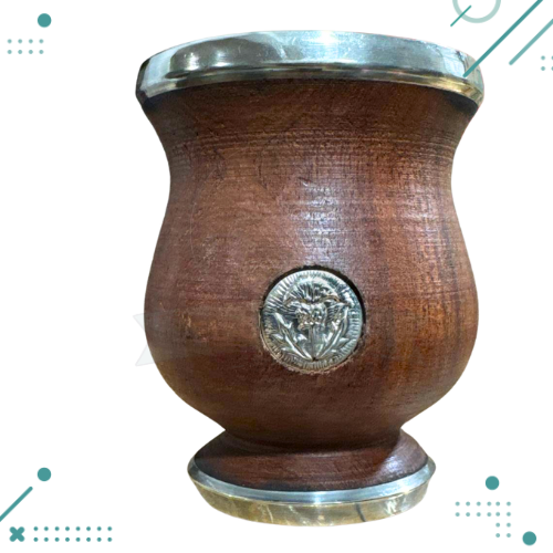 Mate Boca Plana Alpaca Algarrobo Con Dije