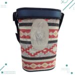 BOLSO MATERO RIGIDO DE HILO, COLOR ROJO Y BEIGE