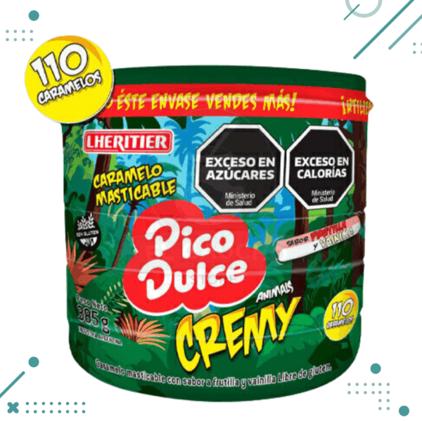 Caramelo masticable pico dulce CREMY ANIMALS frutilla y vainilla 385gr