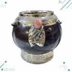 Mate Calabaza Doble Fleje con detalle piedra rosa Color MARRON