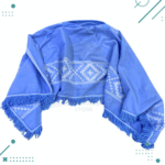 Poncho Argentino Con Hilo, Color Celeste diseño guardapampa blanco 140x180