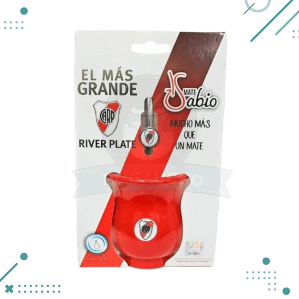 Mate sabio plastico + bombilla River (rojo)