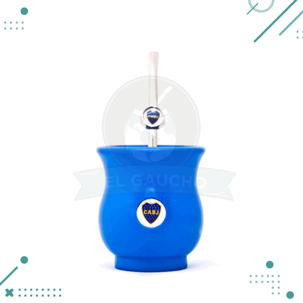 Mate sabio plastico + bombilla BOCA JUNIORS