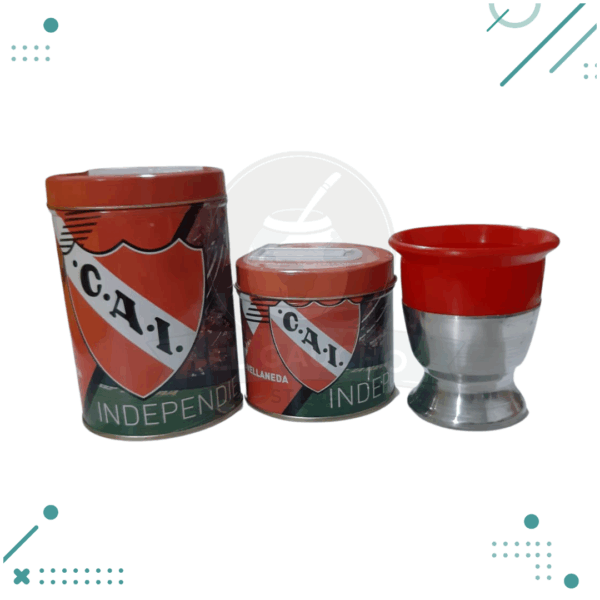 Set INDEPENDIENTE Mate +Lata de Yerba+Lata Azucar 3 piezas
