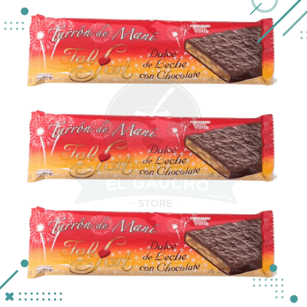 Turron de mani FELFORT sabor dulce de leche con chocolate (100gr) pack x3un. (300gr)