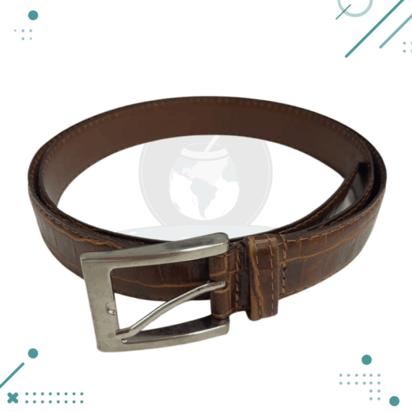 Cinturon Belt Cuero Color Marron Claro Genuino 100% Artesanal, Modelo 6