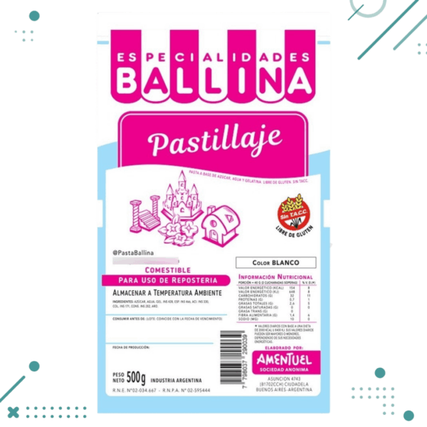 Pasta para Pastillaje, Ballina Color BLANCO (500gr)