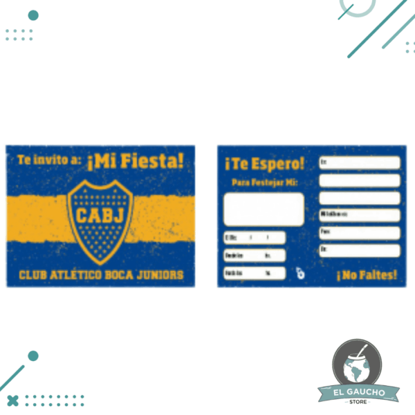 Tarjeta Invitacion de Cumpleaños Boca, 10 Unidades