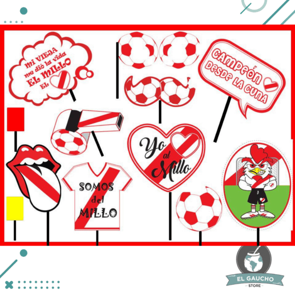 ESCENOGRAFIAS PARA FOTOS Photo Props Carteles y Frases River, 12 Unidades