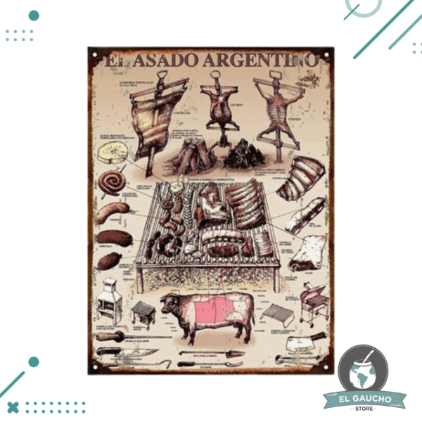 Cartel Chapa El asado Argentino 20x 28 cm