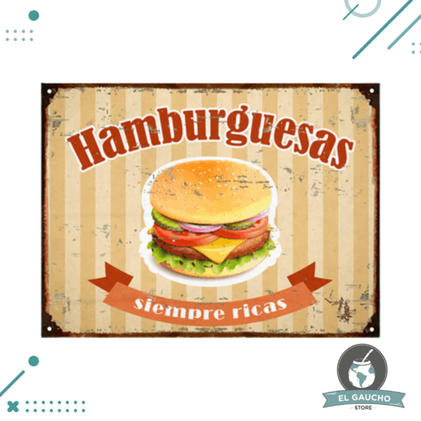 Cartel De Chapa Hamburguesas 20x28cm