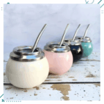 Mate Criollo Ceramica con Bombilla en Caja de Regalo, Color Rosa - Imagen 3