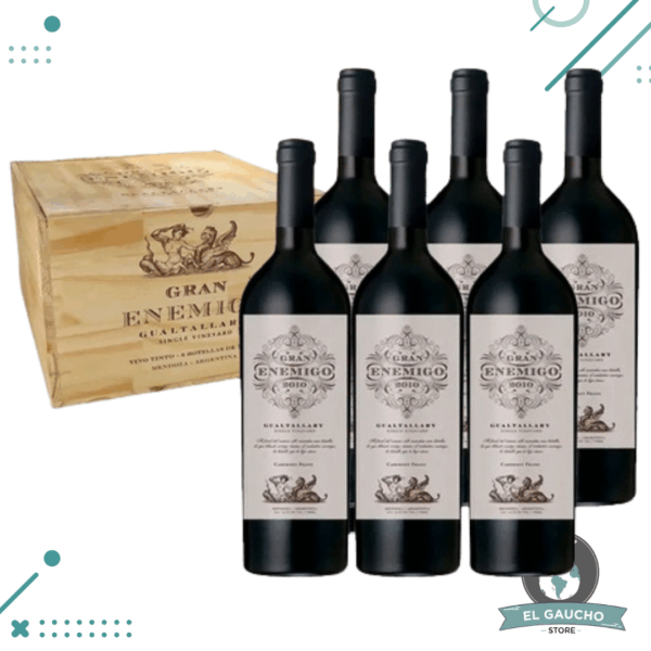 Vino El Gran Enemigo, GUALTALLARY, AÑO 2020 x 6 Unidades + CAJA MADERA